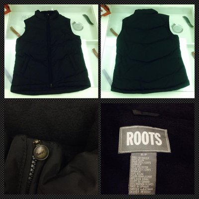 ROOTS 獨家限定款 男款 經典素面 黑色 時尚鋪棉背心 S尺寸  (全新/現貨)  特價:4999元