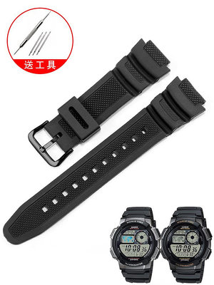 手錶配件 代用卡西歐橡膠手錶帶SGW300 400/AE1000 1100 W-800H 218H S210