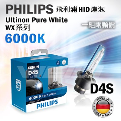 最新版本 Philips飛利浦 Ultinon Pure White WX系列 D4S 6000K HID燈泡