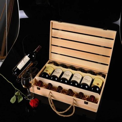 免運 紅酒木盒子高端葡萄酒六支裝收納盒中秋節日伴手禮盒白酒木箱