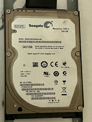 二手良品 Seagate /硬碟 ST9500420AS 500GB 2.5" 硬碟
