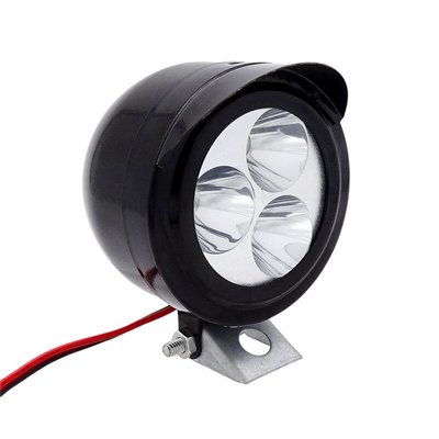 通用摩托車車頭燈 機車LED燈 12V圓形照明燈 電動車摩托車3W聚光燈 ABS LED 黑色 白光-概念汽車
