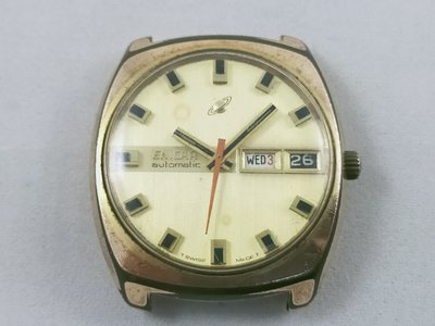 【ENICAR】英納格ENICAR 鍍金/不銹鋼錶頭 金面機械 日期星期顯示 經典男錶 (單錶頭)