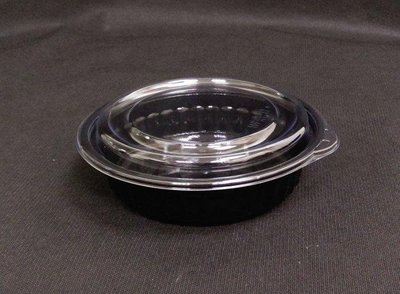 含稅【9724圓形餐盒+蓋】720cc 300組 年菜盒 外帶碗 塑膠碗 扁碗 可微波碗 義大利麵碗 黑色碗 金