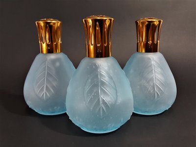 [銀九藝] 早期 淺藍色 酥油燈 油燈 琉璃瓶 三件一標 (B)