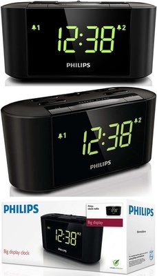 飛利浦 PHILIPS AJ3500 雙鬧鈴 鬧鐘 收音機,110V,發光大字幕,15分鐘~2小時倒數睡眠