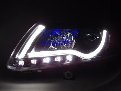 《※台灣之光※》全新AUDI A6 05 06 07年LED光柱R8 DRL樣式黑底魚眼頭燈組HID版高品質