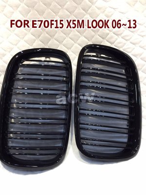 For E70 F15 X5M LOOK 06-13 GRILLES  STYLE SHINY BLACK 水箱罩黑烤漆