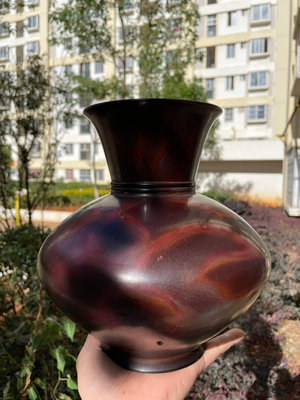 日本斑紫銅花瓶 花器 般若勘溪 紫斑銅花瓶 花入