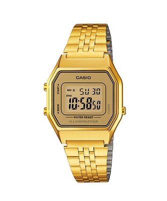 CASIO手錶 經緯度鐘錶 金色復古數字型電子錶 LED光  CASIO公司貨 女款【↘1190】LA680WGA-9D