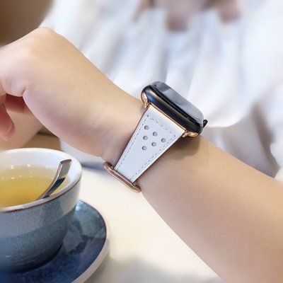 Apple Watch5/4/3/2/1代手錶帶 小蠻腰真皮錶帶 蘋果iWatch 透氣運動錶帶 替換錶帶38/44mm-337221106