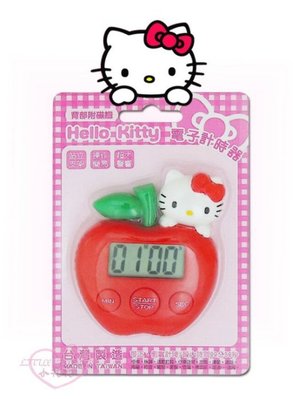 小花凱蒂日本精品♥ Hello Kitty凱蒂貓蘋果造型 電子計時器 定時器 廚房計時器 可站立 33202303