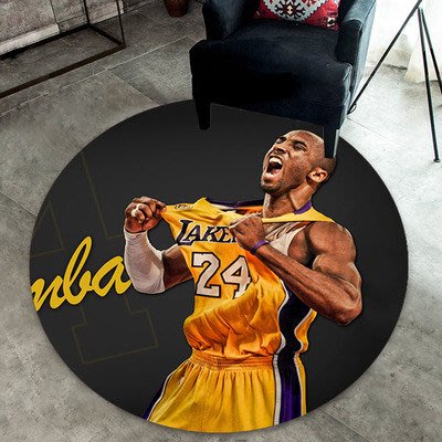 NBA创意圆形地毯湖人勇士火箭卧室卡通电脑椅吊篮转椅子地垫定制