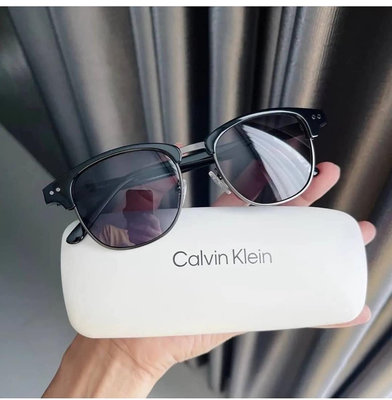 全新 Calvin Klein 100%抗UV 半框墨鏡 太陽眼鏡 51mm 灰