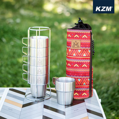 【露營趣】KAZMI K4T3K004 不鏽鋼雙層馬克杯6入組 咖啡杯 斷熱杯 保溫杯 保冷杯 啤酒杯 不鏽鋼杯 露營
