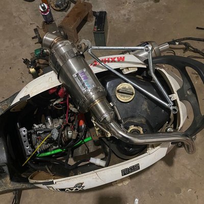 摩托車改裝排氣管踏板車RSZ福喜100cc不銹鋼紅河排氣管通用改裝大優惠