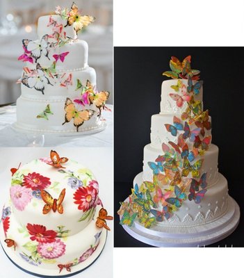 ▪小號▪蝴蝶造型蛋糕裝飾片(20枚裝花色隨機) /可食用糯米紙/烘焙/麵包/甜點