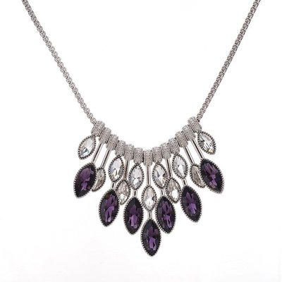 ╭✿蕾兒0509✿╮FA100-韓國精工紫色幽戀晶亮水晶短款項鍊鎖骨鍊頸鍊項飾品