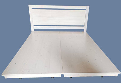 【萊夫家居】SN-YN-5C：洗白色5尺實木雙人床【台中家具】床頭片+床底 實木床 5尺實木床 北歐風 台灣製造