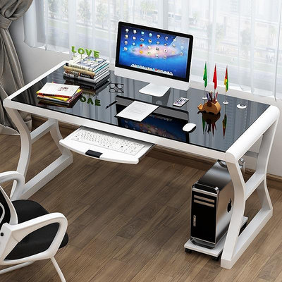 鋼化玻璃電腦桌60cm長80cm簡易家用臥室游戲電競桌臺式學習書桌鋼 自行安裝
