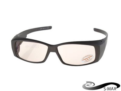 濾藍光送眼鏡盒 加寬型可包覆近視眼鏡於內 【S-MAX專業代理品牌】 包覆式濾藍光 +抗UV400+PC材質 珍珠茶款
