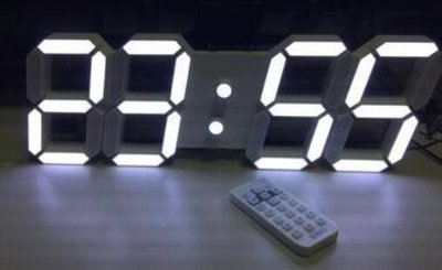 16032c 歐式 白色LED電子鐘數字大字鬧鐘 可遙控 壁掛式掛鐘鐘錶靜音時鐘溫度床頭時鐘鬧鐘送禮物禮品