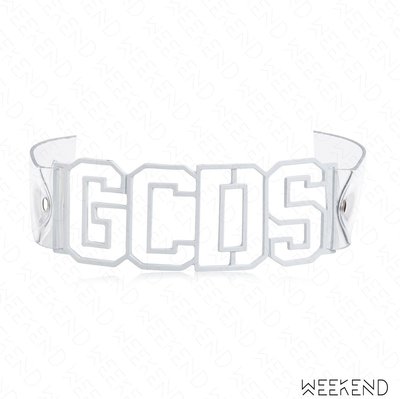 【WEEKEND】 GCDS Logo 文字 金屬 PVC 頸圈 脖環 Choker 透明 18春夏新款