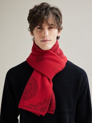 現貨熱銷-UVBANANA冬季山羊絨紅色新年會圍巾男士保暖羊毛圍脖女生日禮盒裝