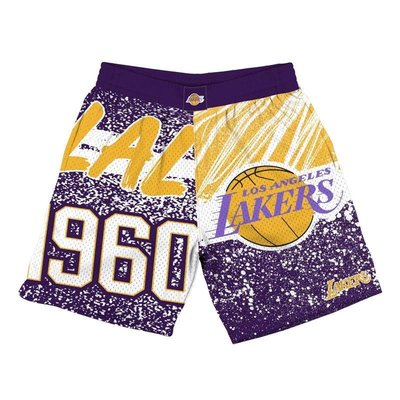 【現貨優惠】Mitchell &amp; Ness Jumbotron Mesh Short 湖人 大圖 球褲 Lakers