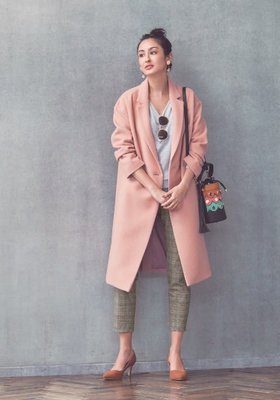 日本專櫃正品Jusglitty粉色羊毛大衣外套
