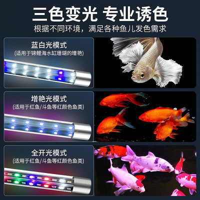 魚缸燈照明燈led防水全光譜三色潛水燈水族箱節能三基色錦鯉燈管