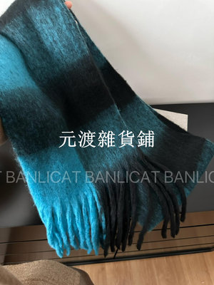Banlicat 秋冬保暖新品 大冪冪同款顯白藍色加長格子圍巾女圍脖~元渡雜貨鋪
