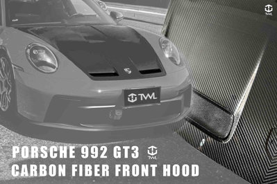 TWL台灣碳纖 Porsche 992 911 GT3 適用 全碳纖維 前箱蓋 GTS 4 S GT3 升級改裝前置物蓋