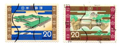 ^.^飛行屋(展示品出清)世界各國郵票-JAPAN 日本郵票-大婚50年紀念郵票 2全(1974年發行)舊票