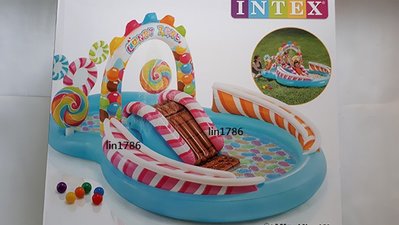 INTEX57149 原廠 噴水糖果樂園溜滑梯遊戲池 兒童戲水池 幼兒游泳池 玩水池 兒童球池 含運價