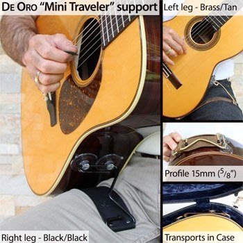 吉他支撐架 DE ORO 加拿大手工皮製 不鏽鋼 Mini Traveler 旅行吉他 專用 腳托 - 【黃石樂器】