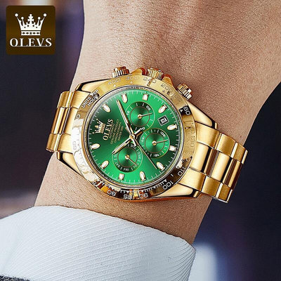 【現貨】OLEVS 6638 時尚潮 務休閒 綠水鬼 自動機械錶 精鋼 表盤 夜光 男士手錶（裝）