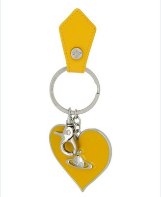 天使熊雜貨小舖~Vivienne Westwood 星球 愛心鑰匙圈 吊飾 （黃）義大利製  全新現貨