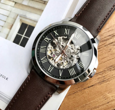 FOSSIL Grant 鏤空錶盤 皮革錶帶 羅馬自動機械手錶ME3102/ME3111//ME3100