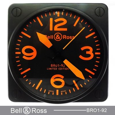 美學空間《美國帶回-Bell &amp; Ross廣告展示鐘-瑞士超靜音滑動機芯夜光時鐘-創意掛鐘.現代造型鐘》