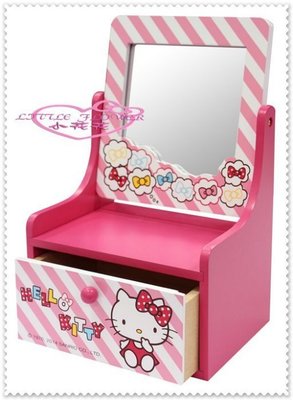 ♥小花凱蒂日本精品♥ Hello Kitty收納櫃 置物櫃 飾品收納盒 化妝收納桌上鏡 33110509