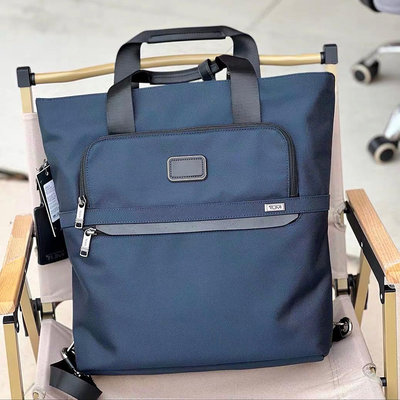 新款熱銷 TUMI 藍色 2603586D3 彈道加厚尼龍 雙肩後背包 輕量輕薄款 手提包 背面可插行李箱 耐磨 大容量 出差 商務 休閒 限量優惠