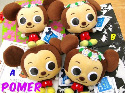 ☆POMER☆日本景品SEGA絕版正品 迪士尼 米奇米老鼠MICKEY Q版幼童大頭大眼 新鮮翠綠葉夢幻白花圈娃娃玩偶