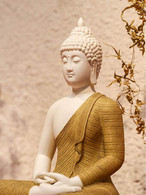 玖玖釋迦摩尼陶瓷阿彌陀佛新中式菩提如來佛像擺件客廳玄關裝佛具飾品