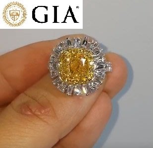 已賣【台北周先生】天然Fancy黃色鑽石 2.01克拉 巨大 VS2 Even分布 18K金 真鑽美戒 送GIA證書
