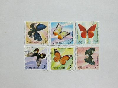 超值收藏---蝴蝶郵票--- 6 張---越南---動植物部份---信銷票---01