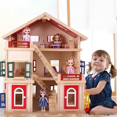 兒童益智diy小屋女孩大型別墅娃娃屋木質過家家公主別墅 促銷