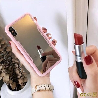 粉色補妝鏡子手機殼 適用於 iPhone XSmax XR 手機殼 蘋果6/7/8保護殼 iPhone8plus-MIKI精品
