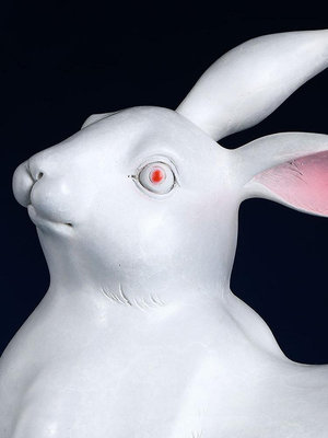 彩銅玉兔銅兔子擺件可愛大白兔玄關辦公室桌面柜電視柜裝飾品半島鐵盒