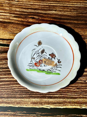 日本舶來品老瓷器茶托杯托茶具 咖啡杯托小碟小盤手繪花鳥畫片